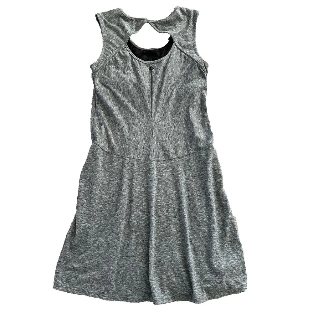 prAna Women's Large Active Dress Gray Sleeveless Built-in Bra Yoga Hiking Travel - Picture 2 of 6